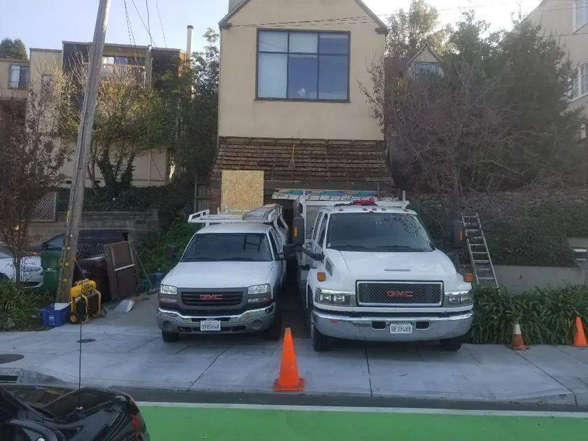 Crew member on site during a roofing job